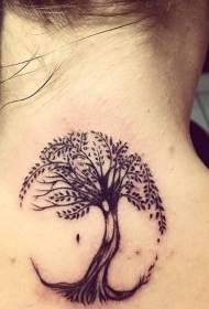 Vrat majhen črni osamljen drevesni vzorec tatoo