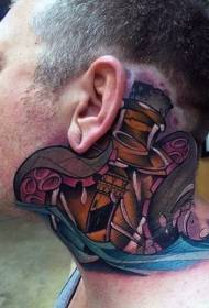tatuaggio nuovissimo del faro del polipo del collo di colore di stile della scuola