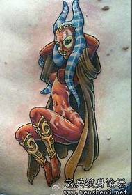腹部紋身圖案：腹部彩色歐美惡魔紋身圖案