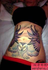 fată burtă model clasic tatuaj pop owl