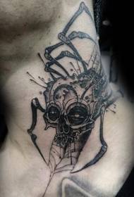 Creepy skull with spider tattoo pattern