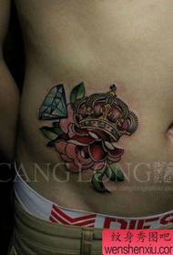 Ragazzi ventre classica pop corona rosa rosa diamante Pattern di tatuaggi