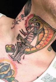 nackfärg old school Orm som sväljer svärd tatueringsbild