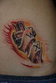 břicho kříž návazce text tetování vzor