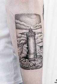 brazo grande Europa y los Estados Unidos apuntan patrón de tatuaje de nube de faro