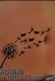 mawonekedwe okongola okongola pamimba pamimba a dandelion tattoo