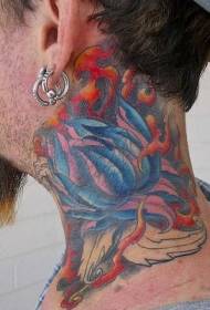 modello di tatuaggio loto acquerello collo maschile 31945 - Modello di tatuaggio alfabeto inglese sul collo
