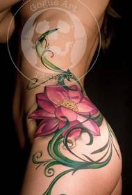 hip tattoo-patroon: schoonheid billen kleur lotus tattoo patroon