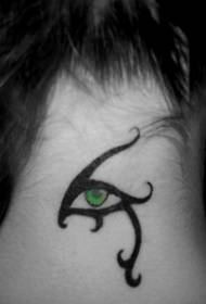 Patrón de tatuaje de ojo de viento tribal verde de cuello trasero de niñas