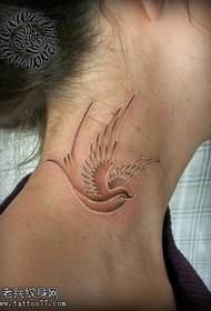 muundo wa tattoo ya shingo nyeupe isiyoonekana ya kumeza