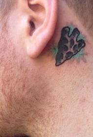 za uchem kreslený barevný šíp tetování vzor