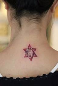 Tatuaggio stella a sei punte collo personalità
