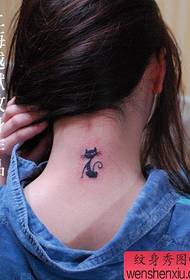 modello del tatuaggio del gatto di totem sveglio di modo del collo della ragazza