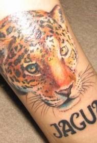 modello di tatuaggio testa di pantera realistico colore delle gambe