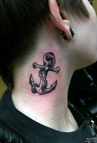 Tattoo show bar recommended a neck anchor tattoo pattern 33240-Girls neck fashion cool scorpion tattoo pattern