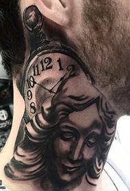 modèle de tatouage montre de poche de cou