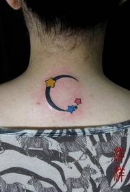 Leher tampan populer pola tato bintang bulan