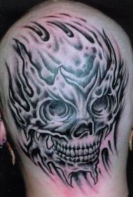 Testa maschile di testa feroce maschile Flame Black Grey Tattoo