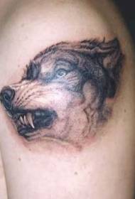 shoulder realistic Paulo wolf head tattoo pattern