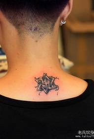 kaulan kuuden terävän tähden tatuointikuvio 33485-kauneus kaula Vaaka tatuointikuvio