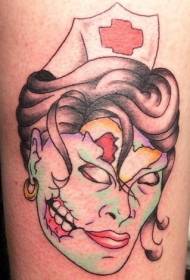 shoulder color simple zombie ນາງພະຍາບານຫົວຮູບ tattoo