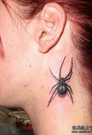 美脖子黑蜘蛛紋身圖案圖片