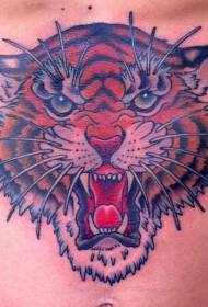 borskleur brullende tierkop tattoo patroon