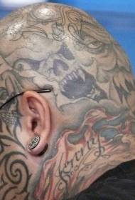 vyro galva juoda pilka įvairių pabaisų veido tatuiruotės nuotraukos