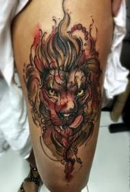 колер ног асобы татуіроўка галавы льва