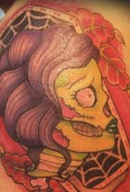 rameno barva zombie žena hlava tetování vzor