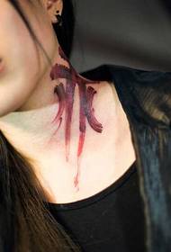 beauty neck personality calligraphy tattoo