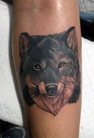 disegno del tatuaggio testa di lupo realistico gamba grigia