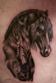 shoulder brown Indian wind black horse tattoo pattern
