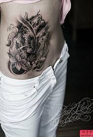 L'immagine di tatuaggi di u tatuò cunsigliata à a cintura di a donna Pattern di tatuaggi di Squid Lotus