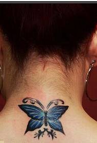 szépség nyak gyönyörű látszó színes pillangó tetoválás mintás képet