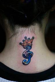 Mode Mädchen Hals Persönlichkeit Notizen und Krone Tattoo Muster Bilder