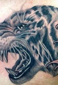 modèle de tatouage silhouette tête de tigre gris poitrine noir