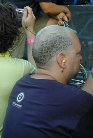 férfi fej színes leopárd tetoválás minta
