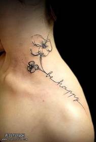 kaklo gėlių tatuiruotės modelis
