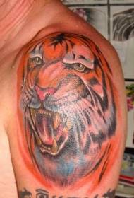 shoulder color realistic tiger head tattoo pattern