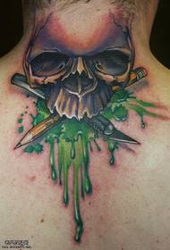 kaklo spalvos kaukolės pieštuko purslų dažų tatuiruotės paveikslėlis