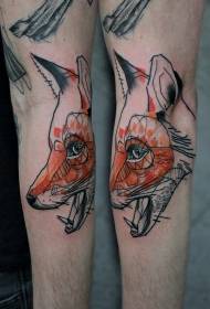 rangi ya mguu rangi ya mbweha tattoo muundo