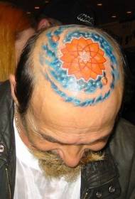 modello di tatuaggio testa maschile poligono sole spazio