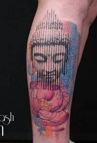 culore di gamba Stile hindu di u capu di Buddha Tatuaggio
