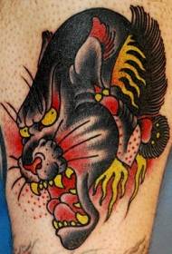 hanka kolorea leopardo buru tatuaje eredu tradizionala