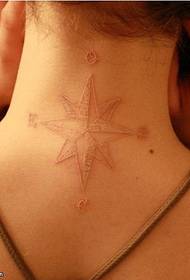 estrela de cinco pontas branca pescoço feminino padrão de tatuagem