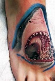 instep color real shark head tattoo ስርዓተ-ጥለት