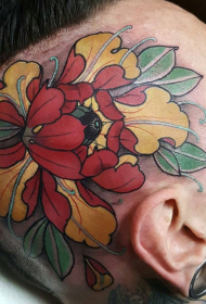 immagine del tatuaggio del fiore di colore di stile della nuova scuola capa