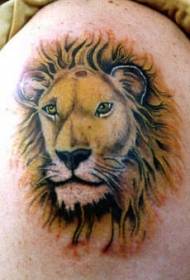 dath ghualainn pictiúr tattoo leon réalaíoch ceann
