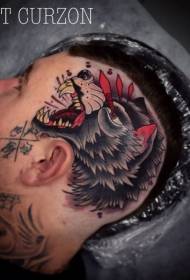 kolor głowy nowy styl szkolny kolor tatuaż diabła głowa wilka